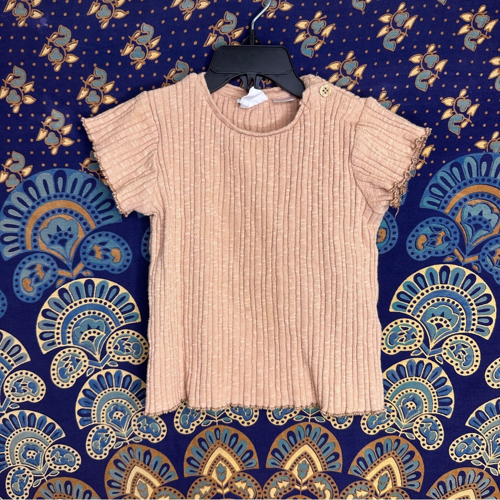 ⭐️5/15$⭐️Zara orange ribbed lettuce hem t-shirt